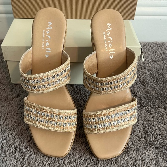 NIB Mariella Wedge Wedge Sandal 9.5 Beige - Picture 9 of 13